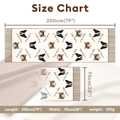 Custom 1-5 Pet Face Photo with Name Warm Tassel Scarf