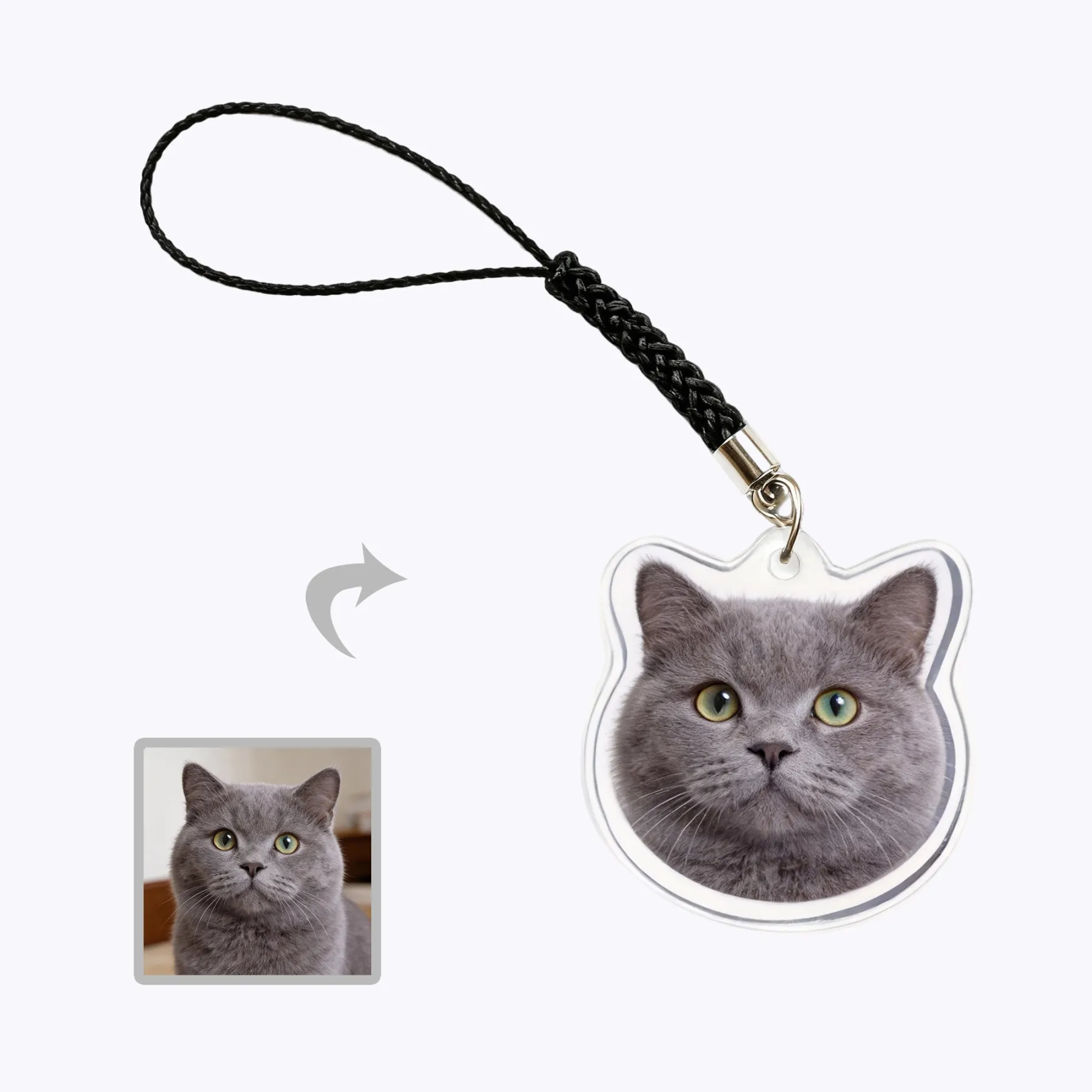 Custom Dog Cat Face Photo Acrylic Keychain