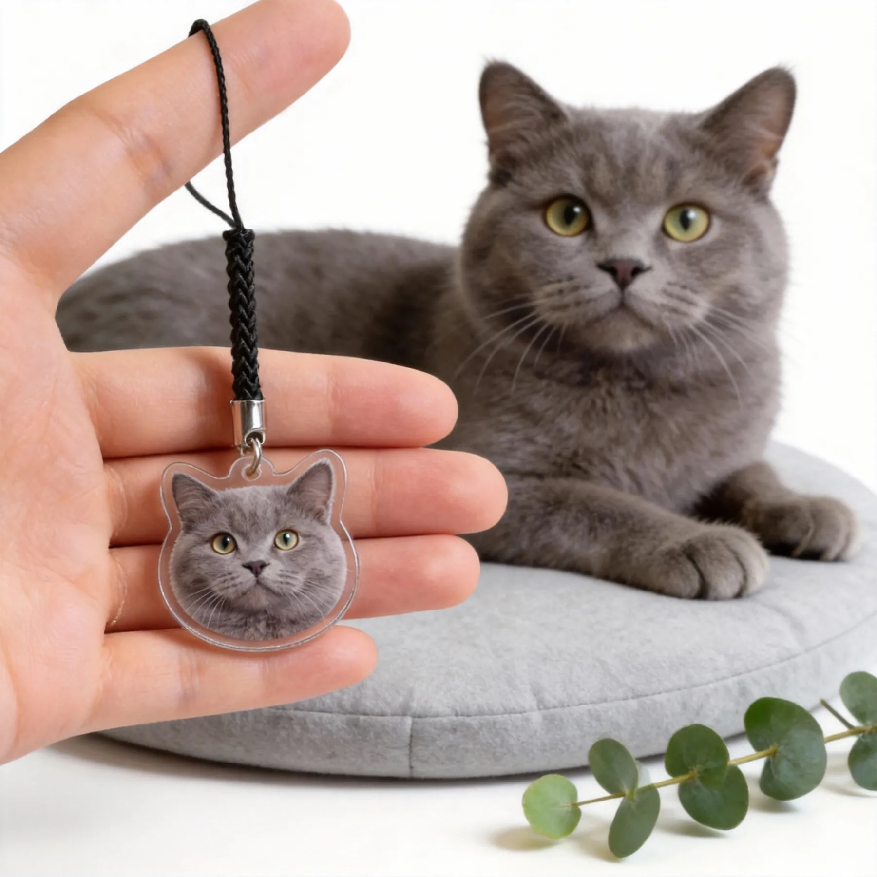 Custom Dog Cat Face Photo Acrylic Keychain