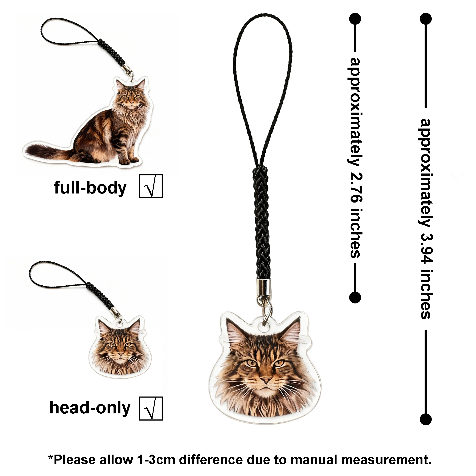 Custom Dog Cat Face Photo Acrylic Keychain