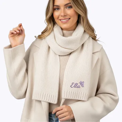 Personalized Embroidered Butterfly Scarf with Name