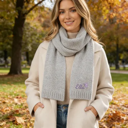 Personalized Embroidered Butterfly Scarf with Name