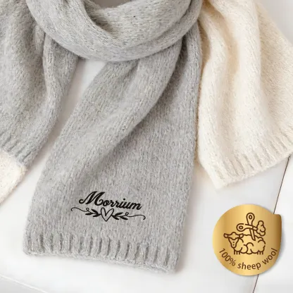 Personalized Embroidered Name Heart Pattern Scarf