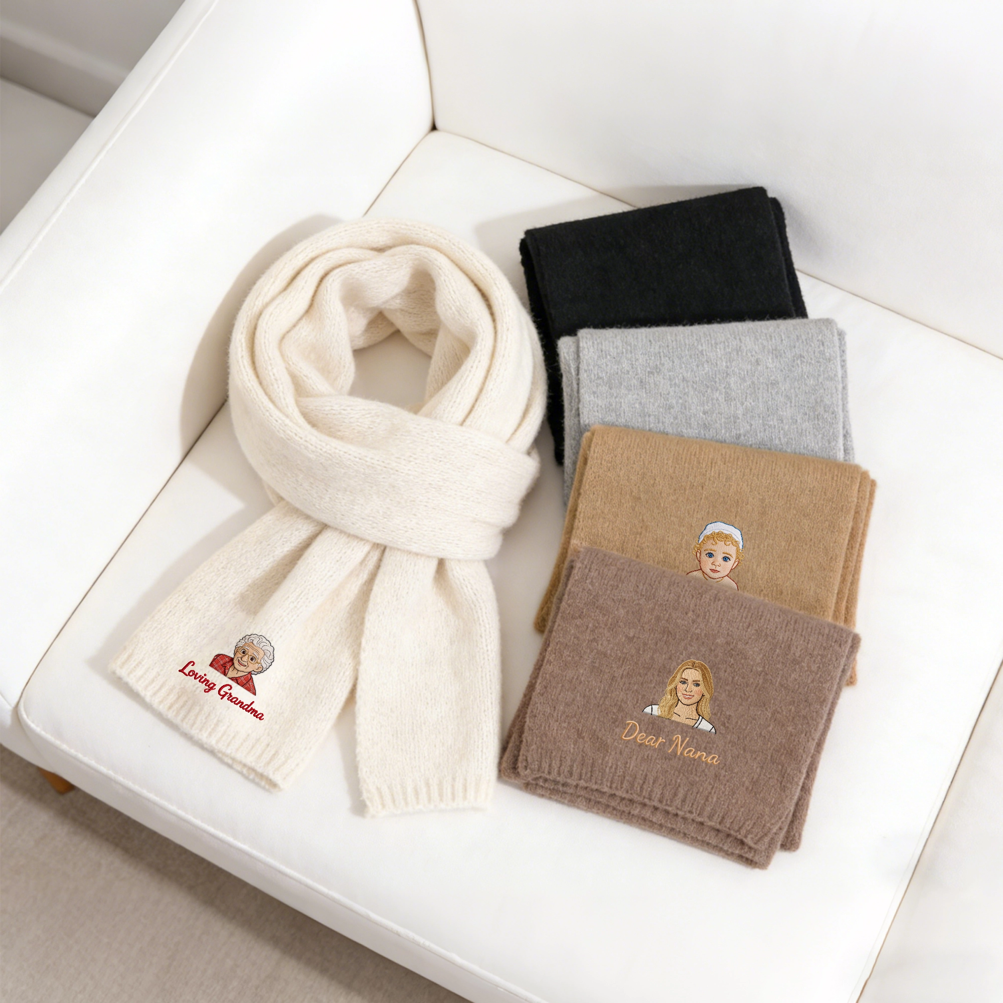 Personalized Embroidered Portrait Scarf