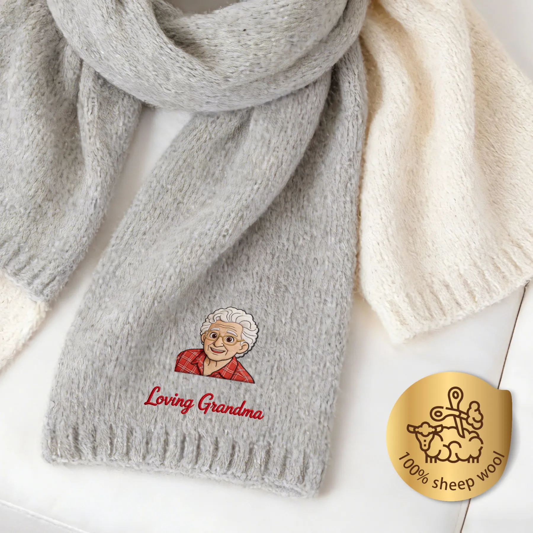 Personalized Embroidered Portrait Scarf