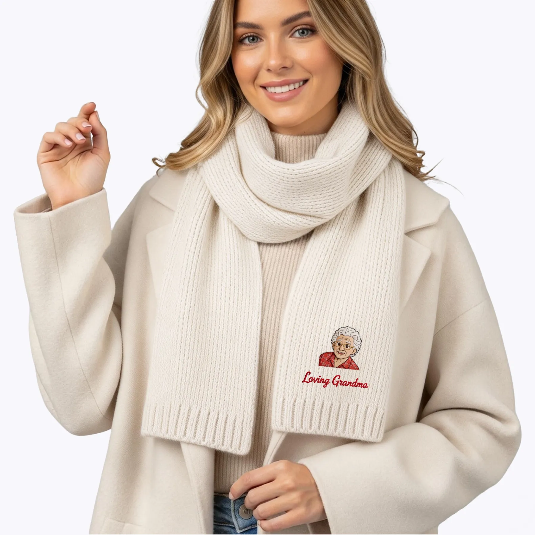 Personalized Embroidered Portrait Scarf