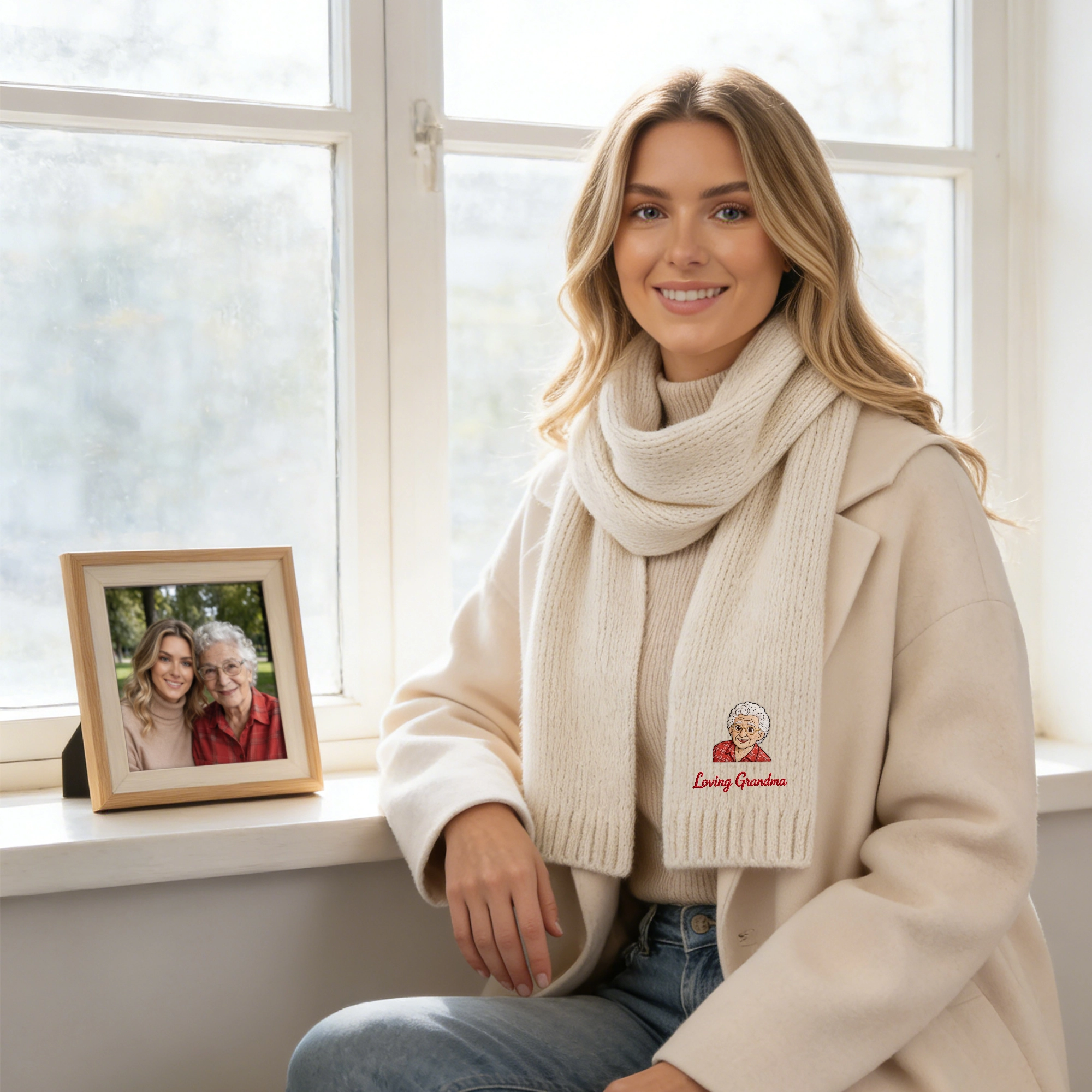 Personalized Embroidered Portrait Scarf