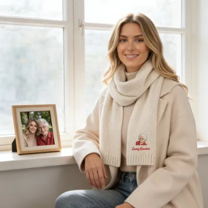Personalized Embroidered Portrait Scarf