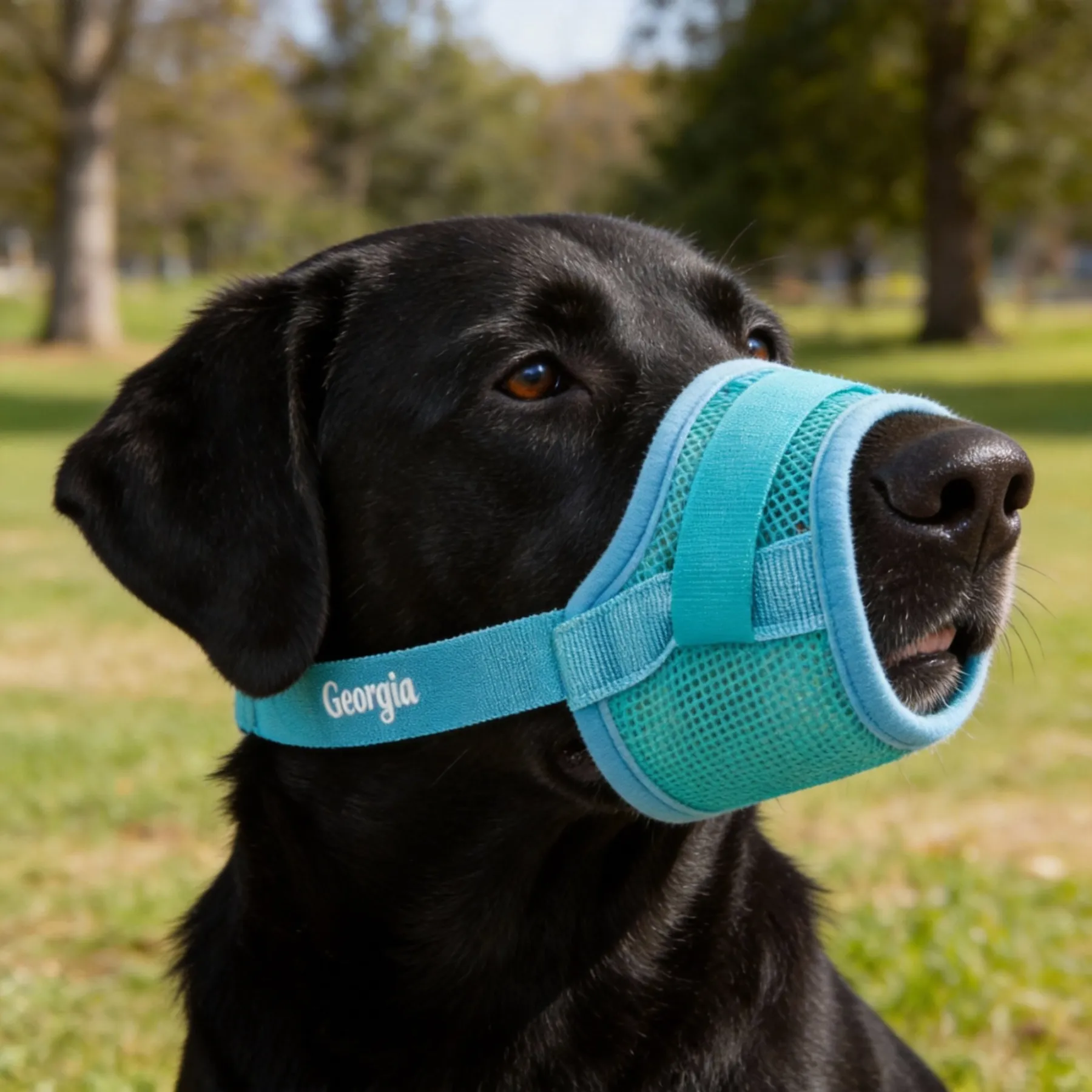 Custom Embroidered Name Breathable Mesh Dog Muzzle