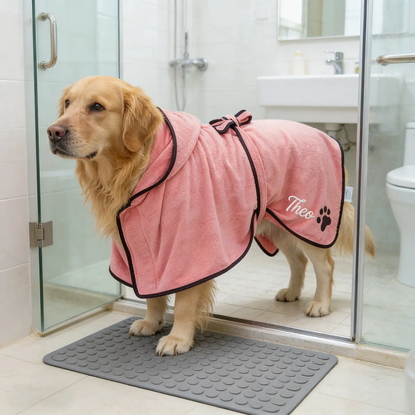 Custom Embroidered Name Quick Drying Pet Bathrobe