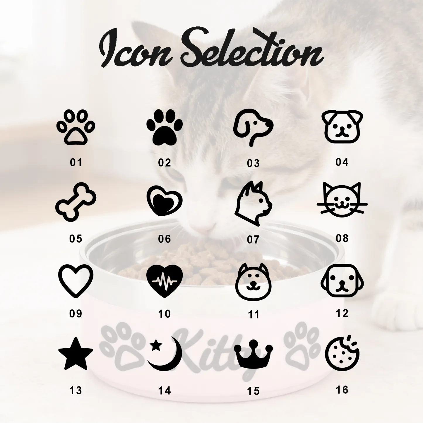 Custom Name with Pattern Stainless Steel Cat Dog Pet Bowl