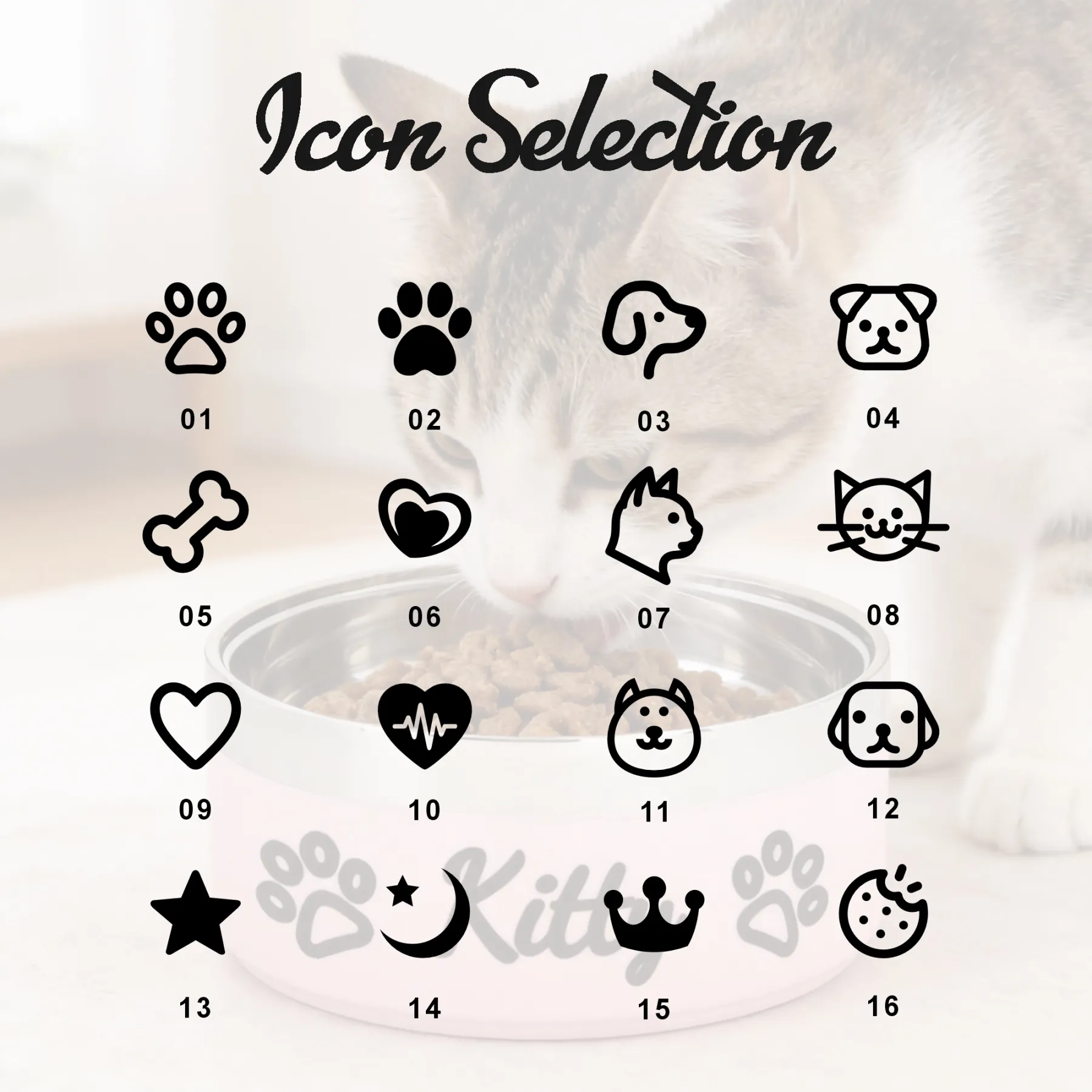 Custom Name with Pattern Stainless Steel Cat Dog Pet Bowl