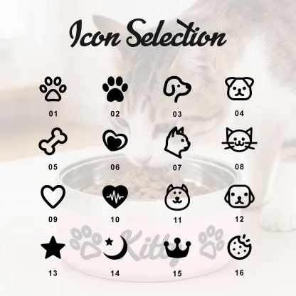 Custom Name with Pattern Stainless Steel Cat Dog Pet Bowl