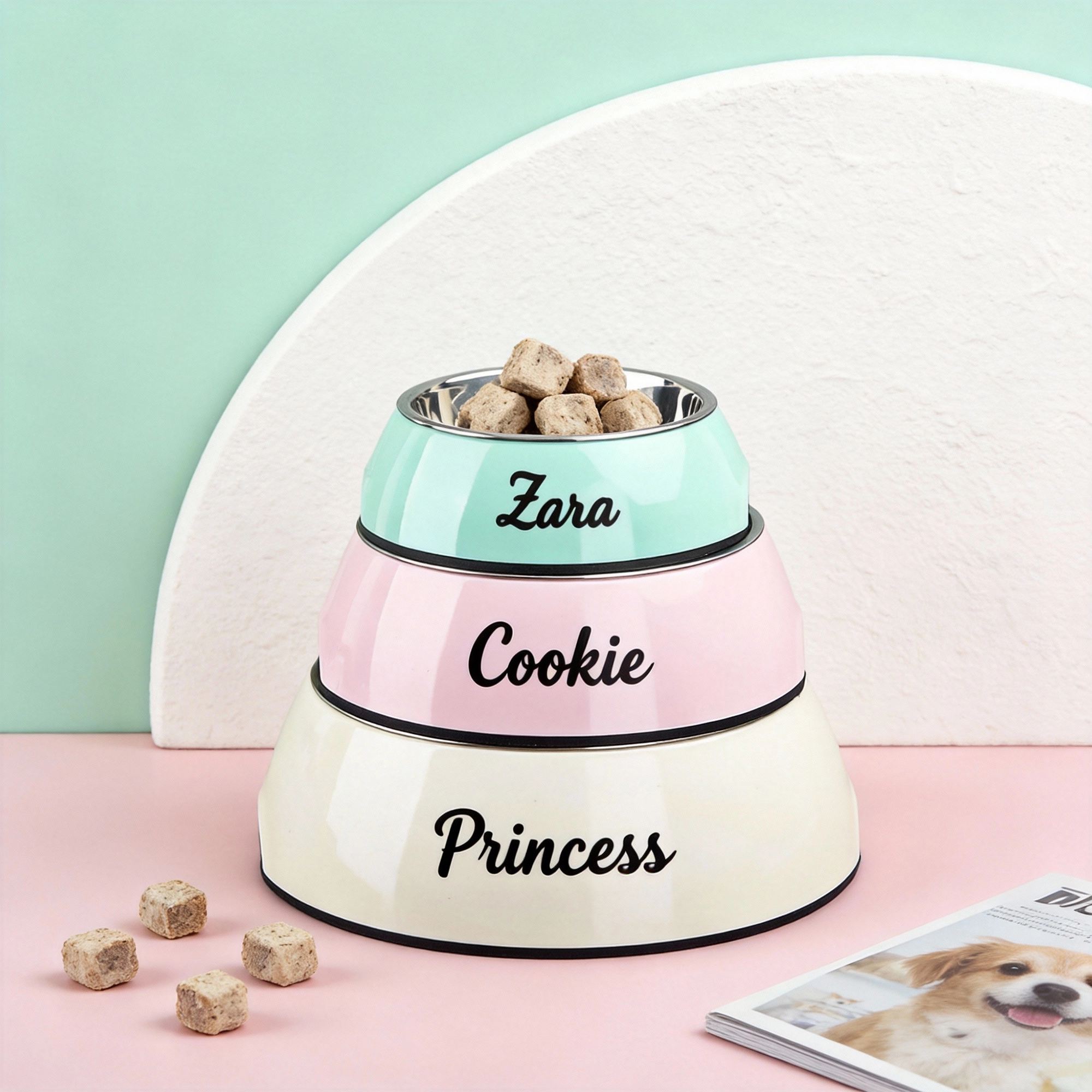 Custom Name Stainless Steel Cat Dog Pet Bowl