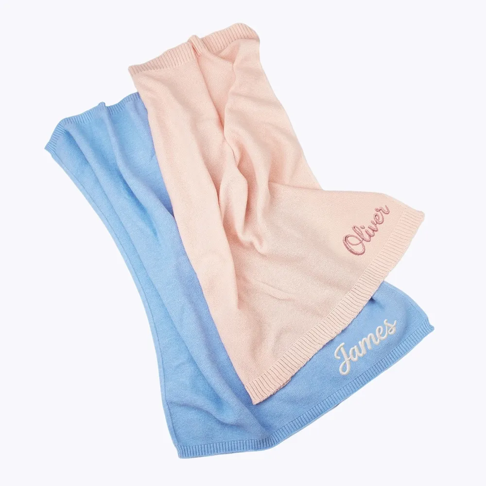 Custom Embroidered Name Knit Blanket