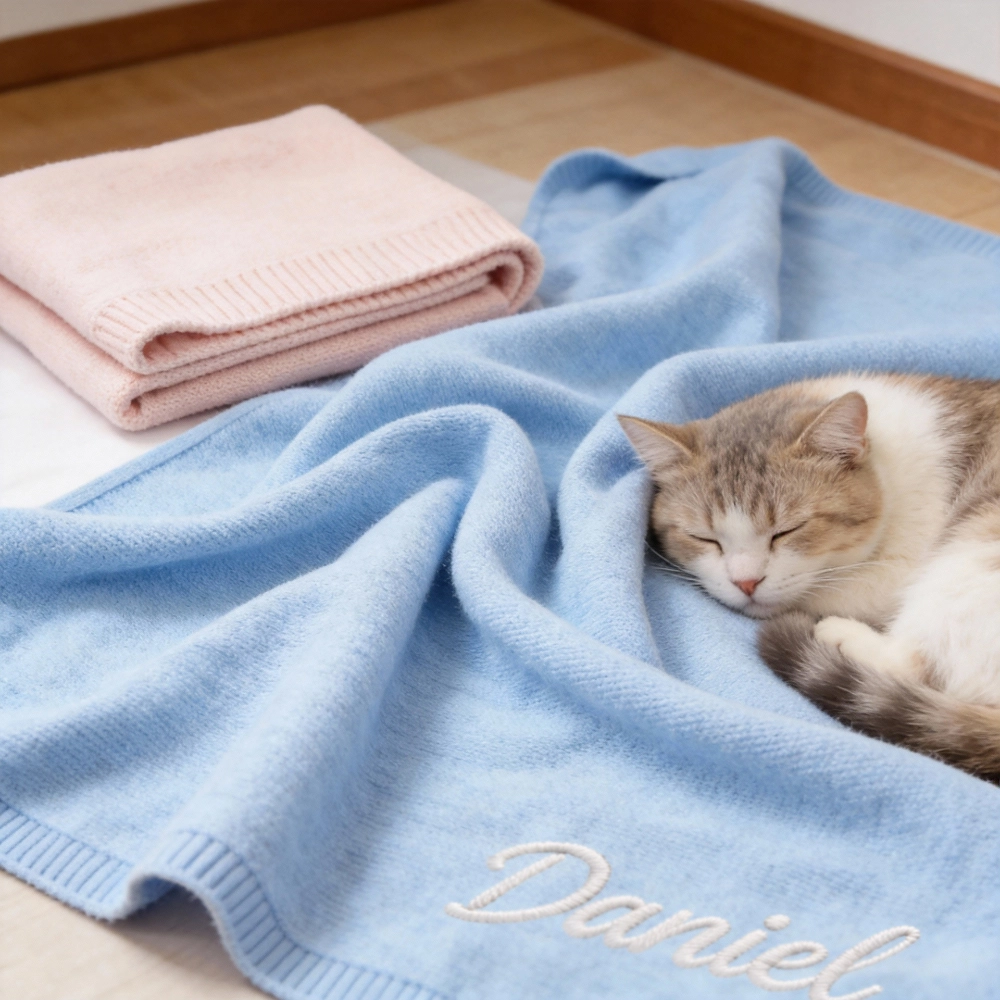 Custom Embroidered Name Knit Blanket