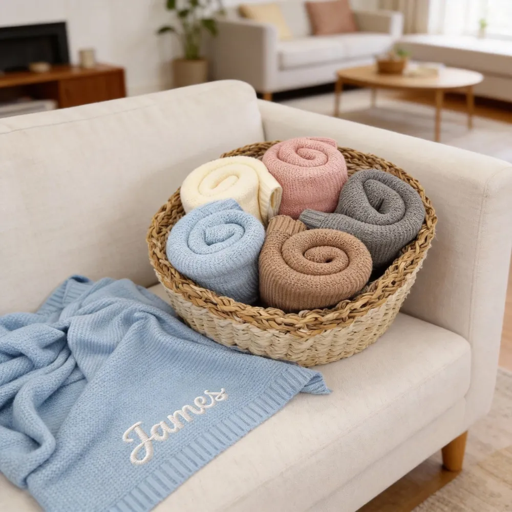 Custom Embroidered Name Knit Blanket