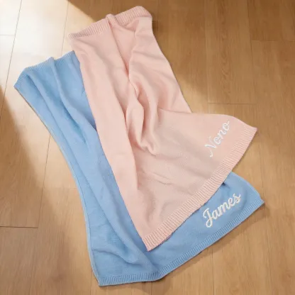 Custom Embroidered Name Knit Blanket
