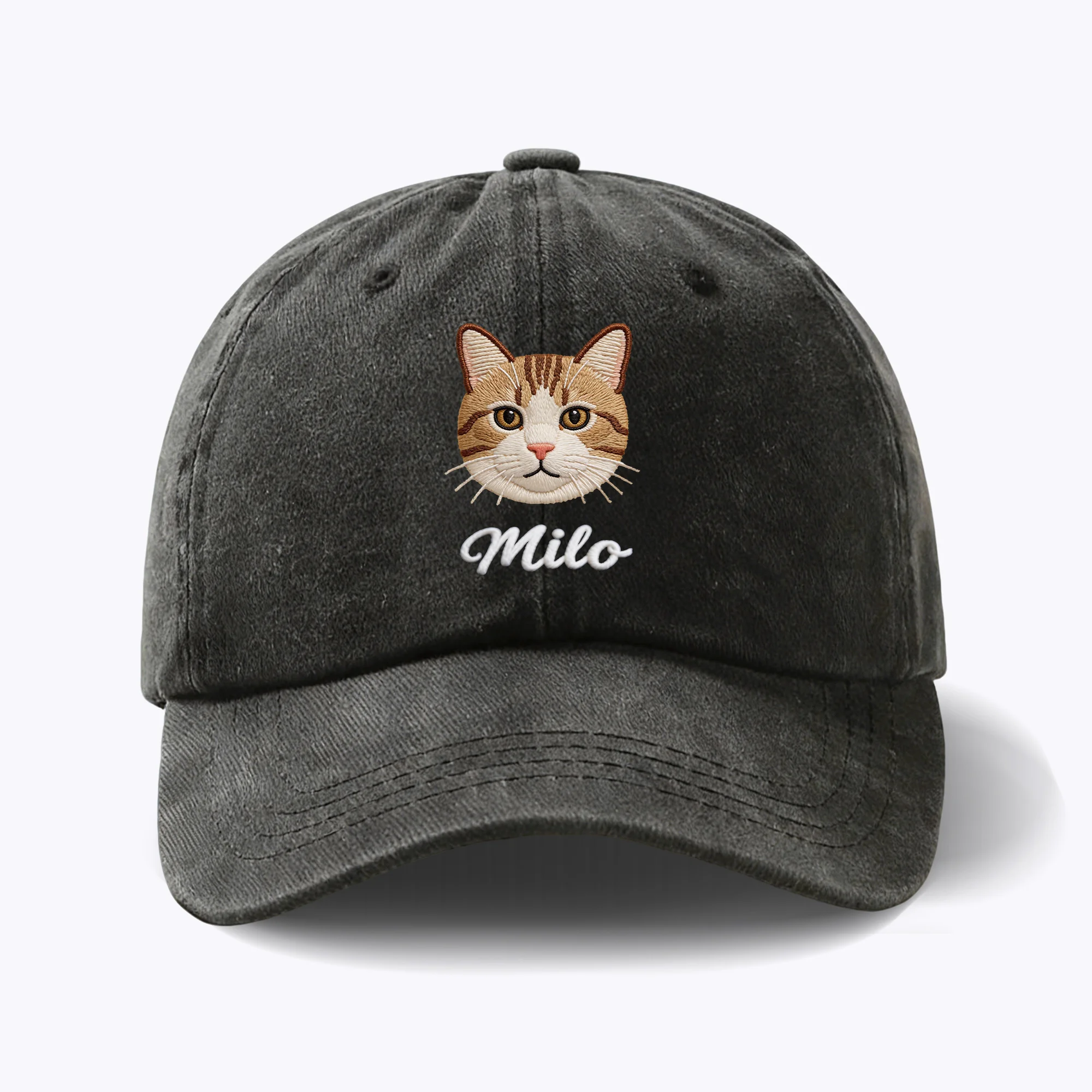Custom Embroidered Cat Dog Pet Face Photo with Name Cap
