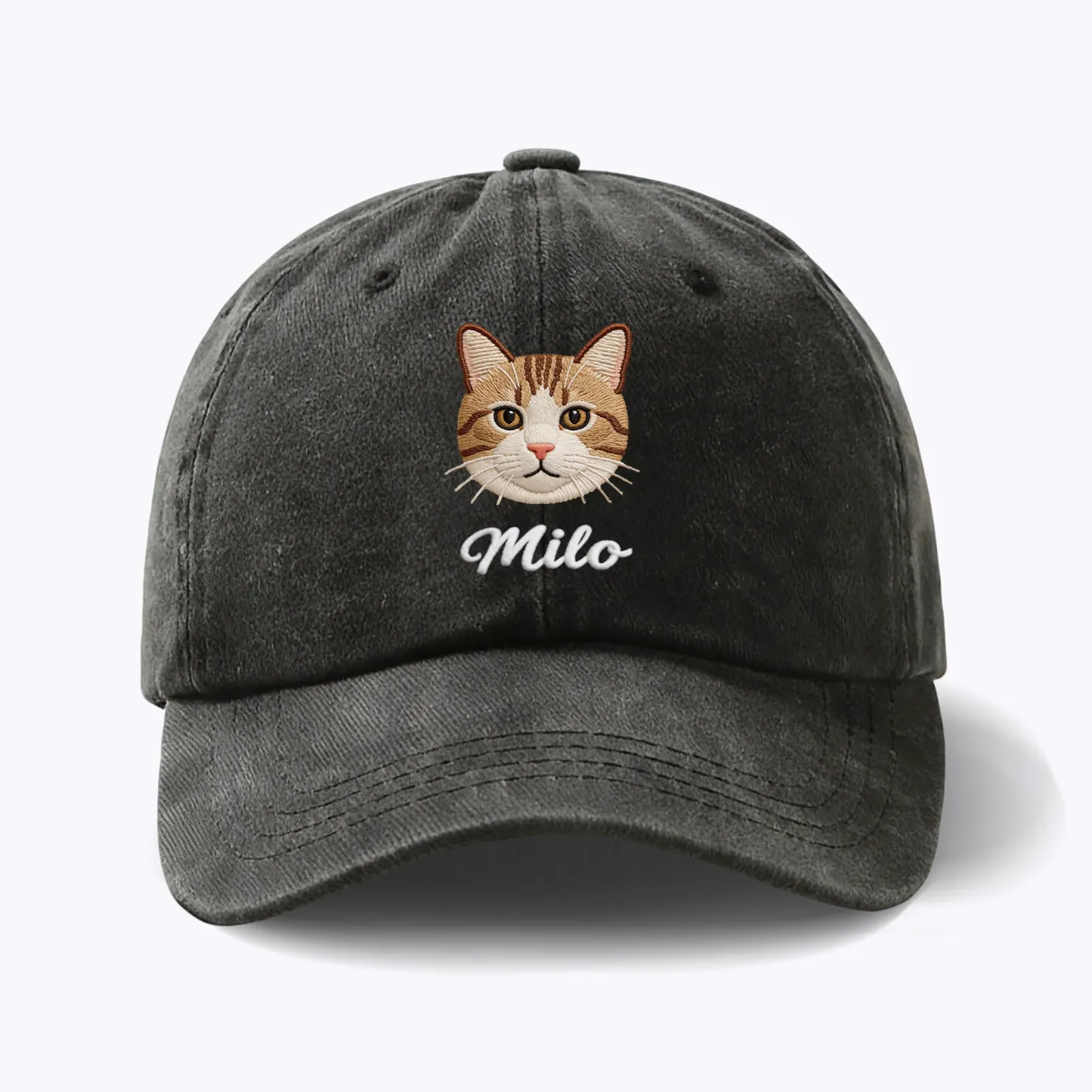 Custom Embroidered Cat Dog Pet Face Photo with Name Cap