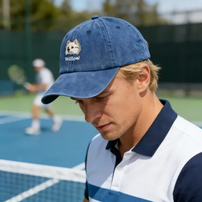 Custom Embroidered Cat Dog Pet Face Photo with Name Cap