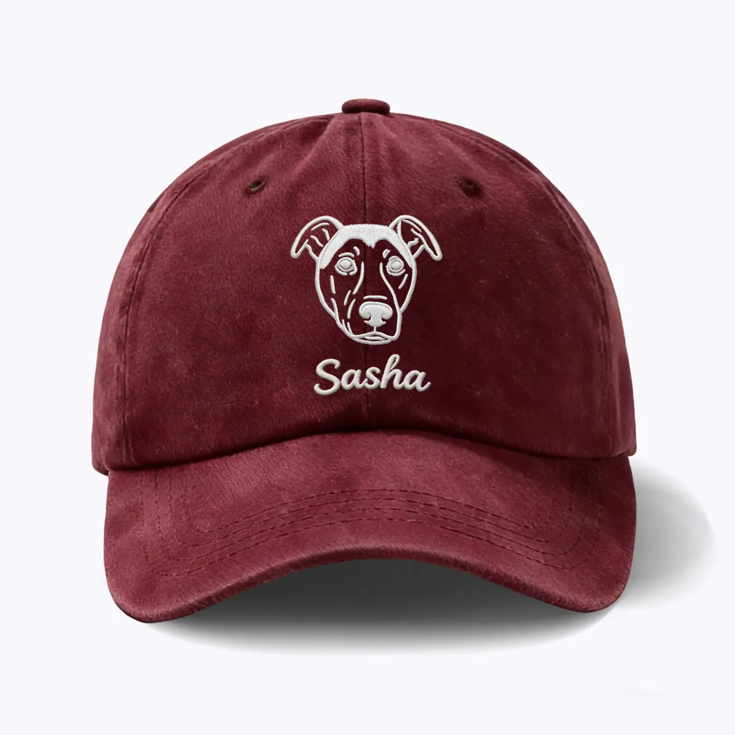 Custom Embroidered Cat Dog Pet Face Photo Outline with Name Cap