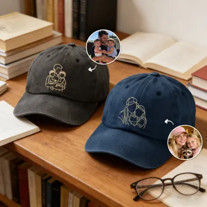 Custom Embroidered Family Friends Photo Outline Cap