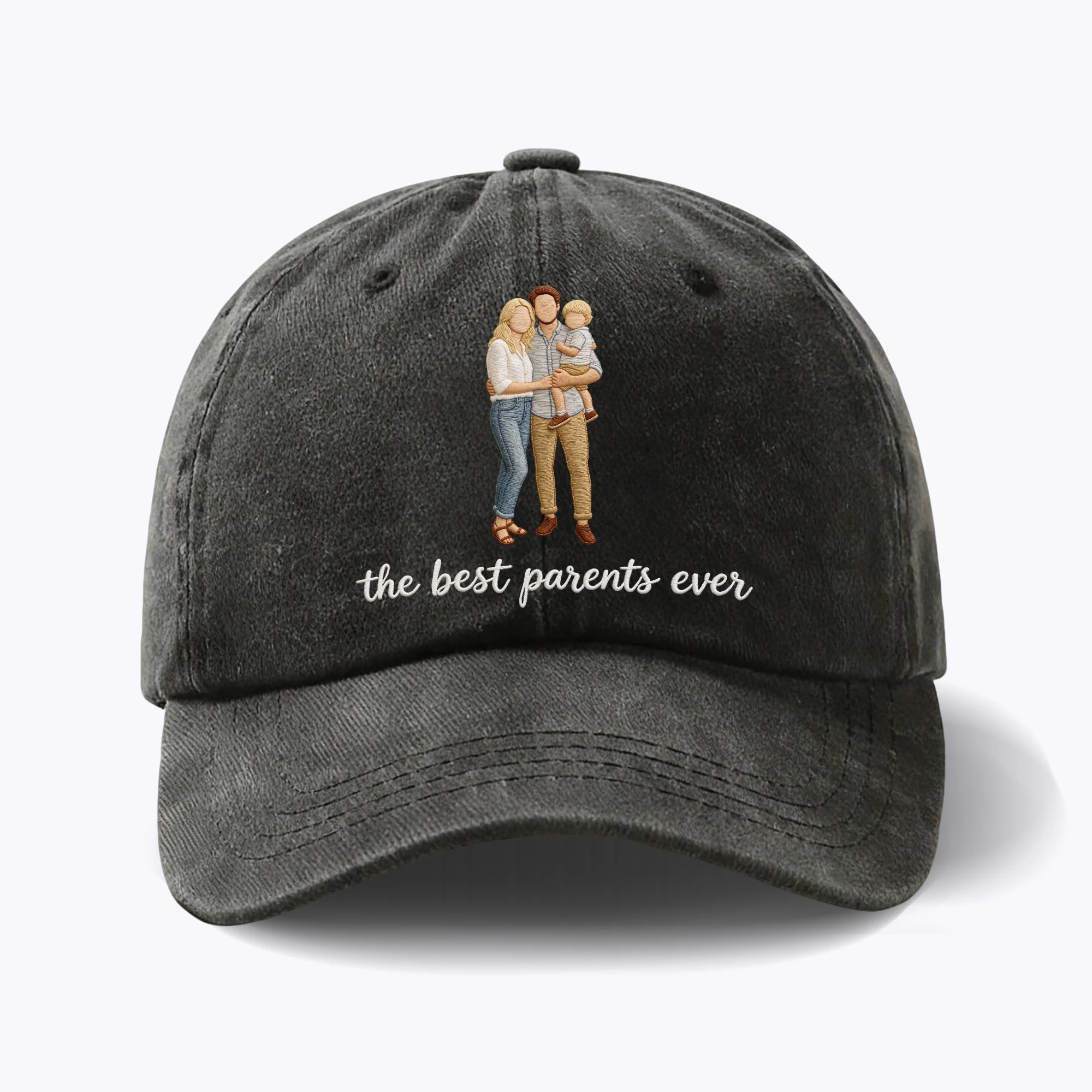 Custom Embroidered Family Friends Photo with Text Cap