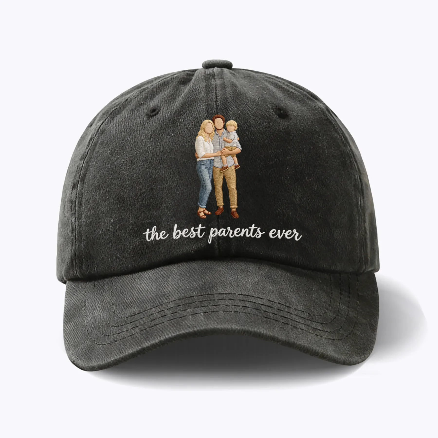 Custom Embroidered Family Friends Photo with Text Cap