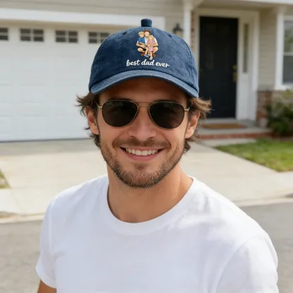 Custom Embroidered Family Friends Photo with Text Cap