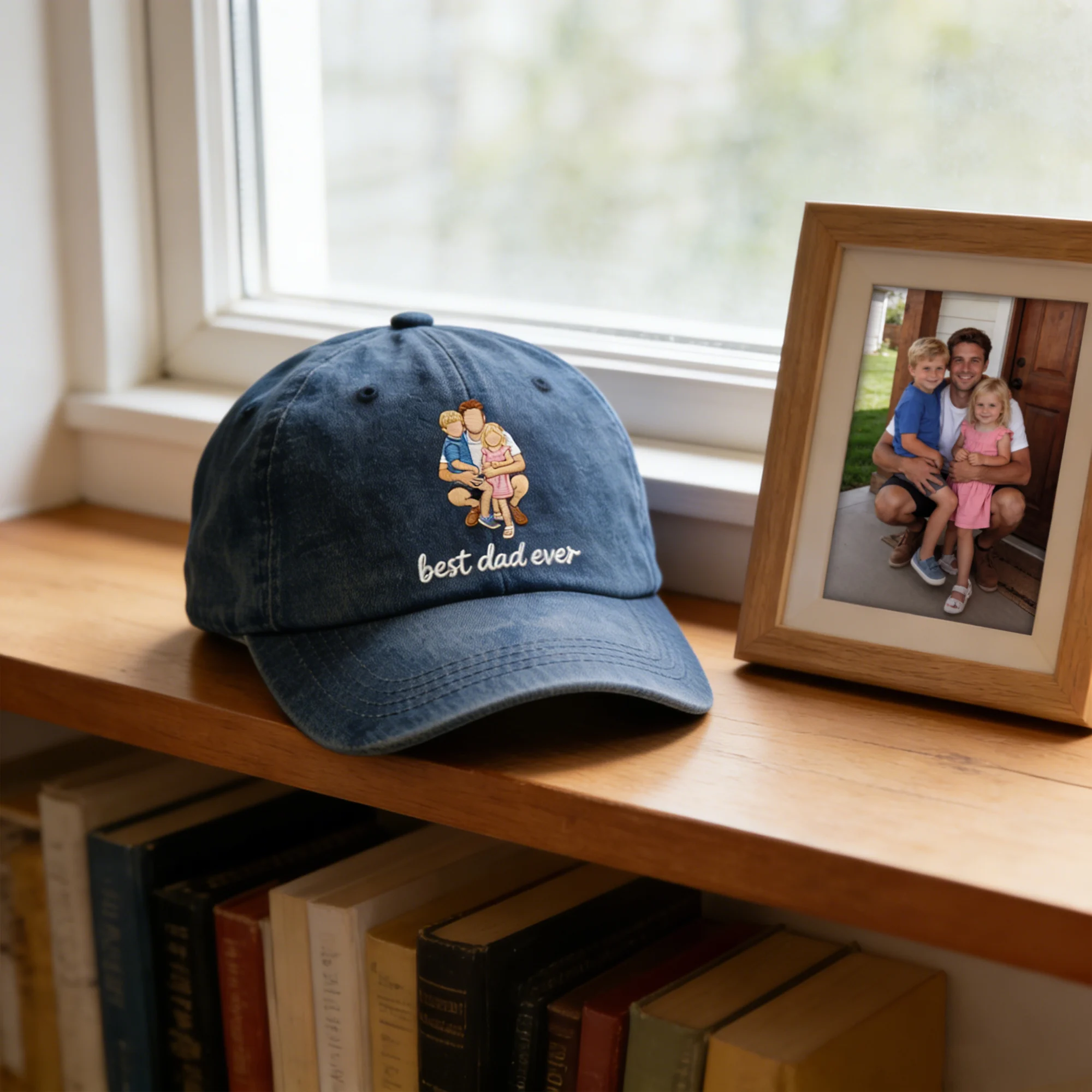 Custom Embroidered Family Friends Photo with Text Cap