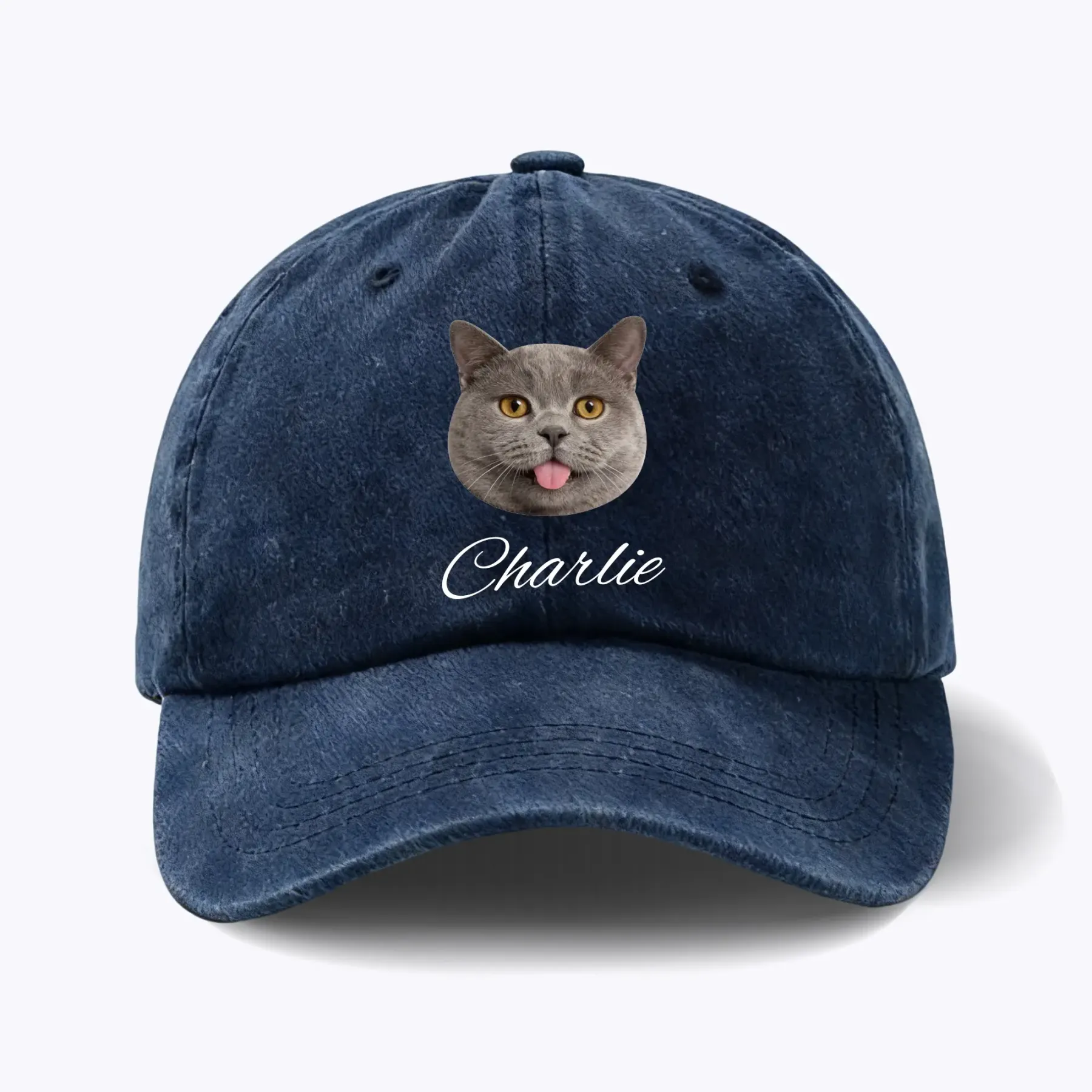Custom Printed Cat Dog Pet Face Photo with Name Cap