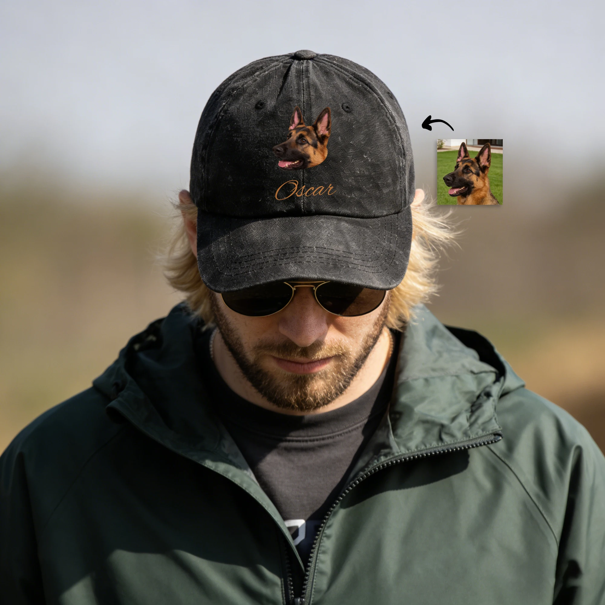 Custom Printed Cat Dog Pet Face Photo with Name Cap