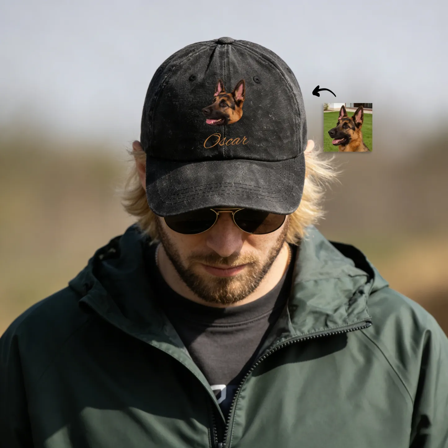 Custom Printed Cat Dog Pet Face Photo with Name Cap