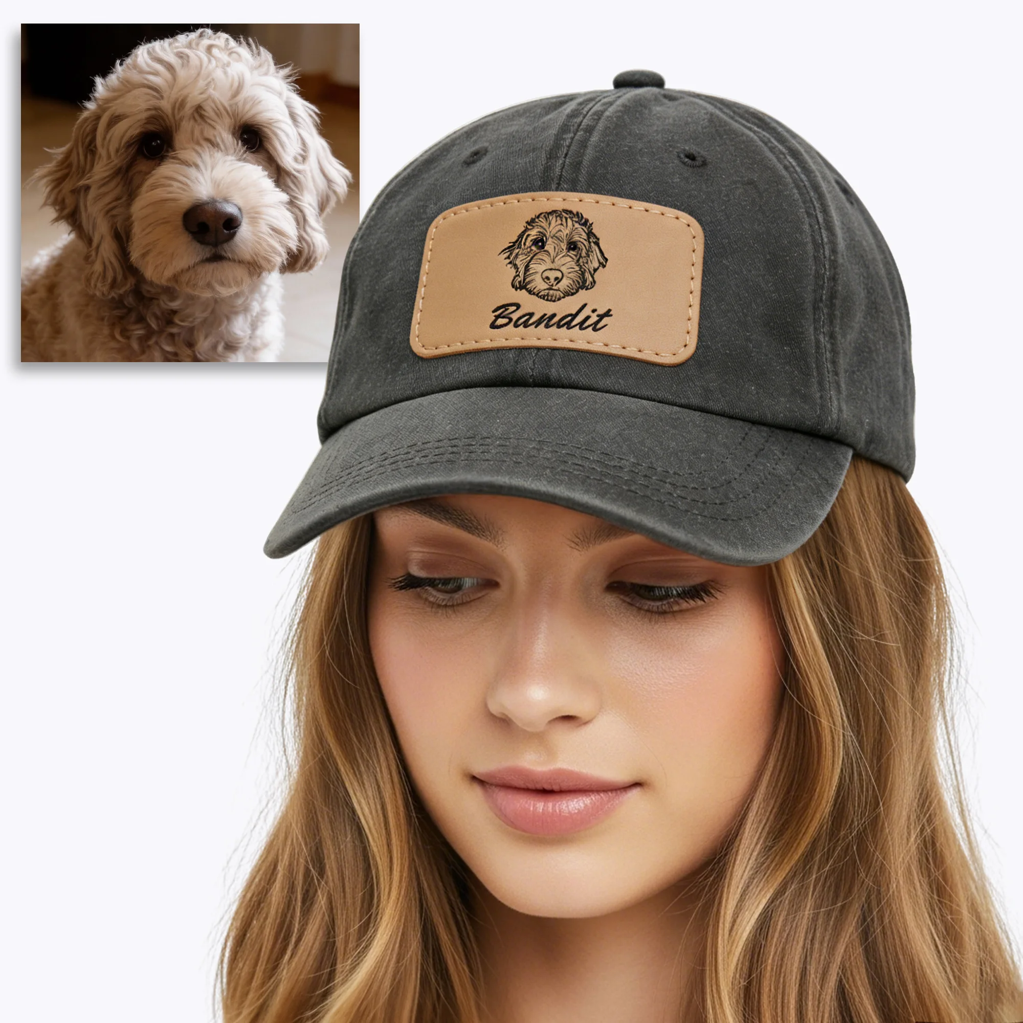 Custom Cat Dog Pet Face Photo with Name Cap