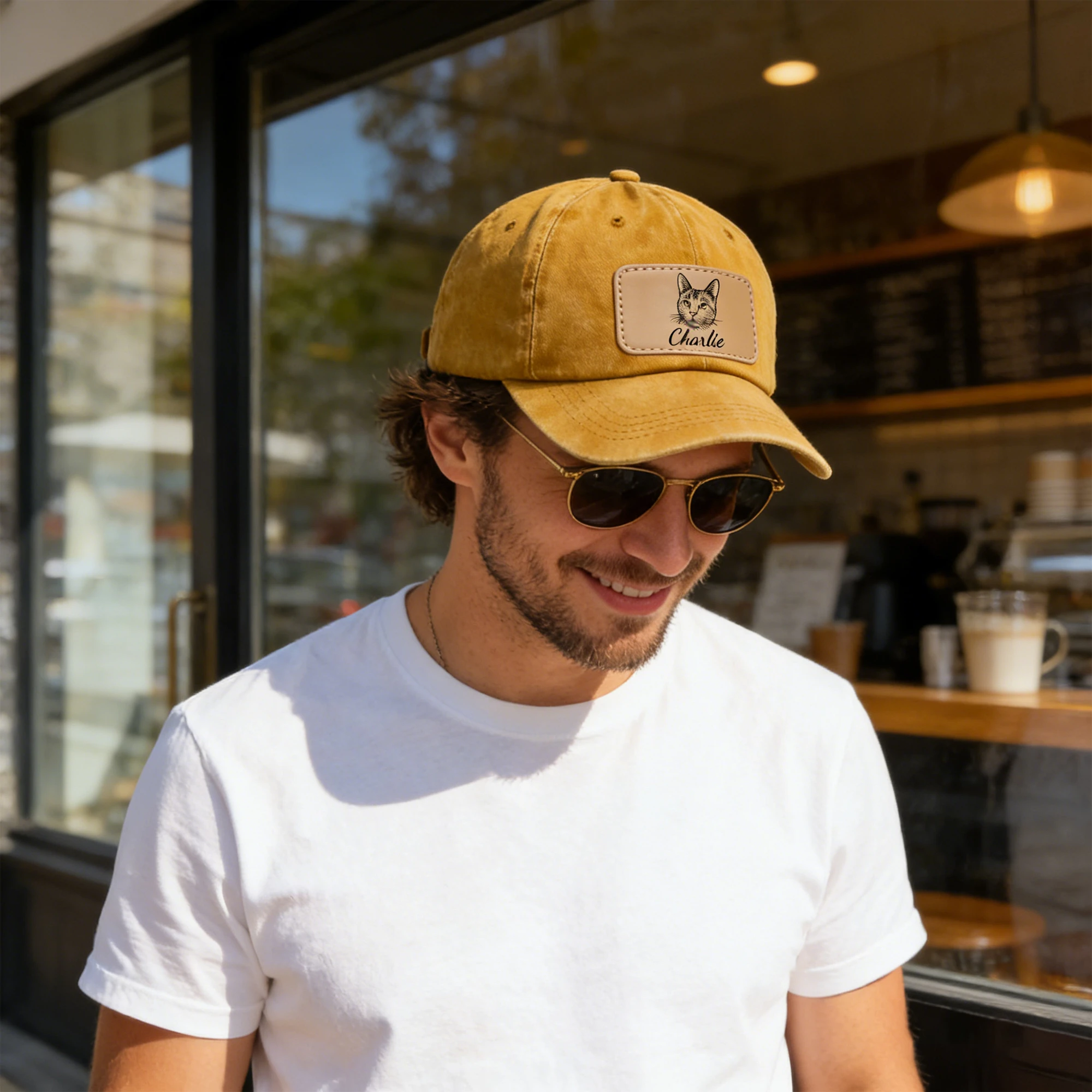 Custom Cat Dog Pet Face Photo with Name Cap