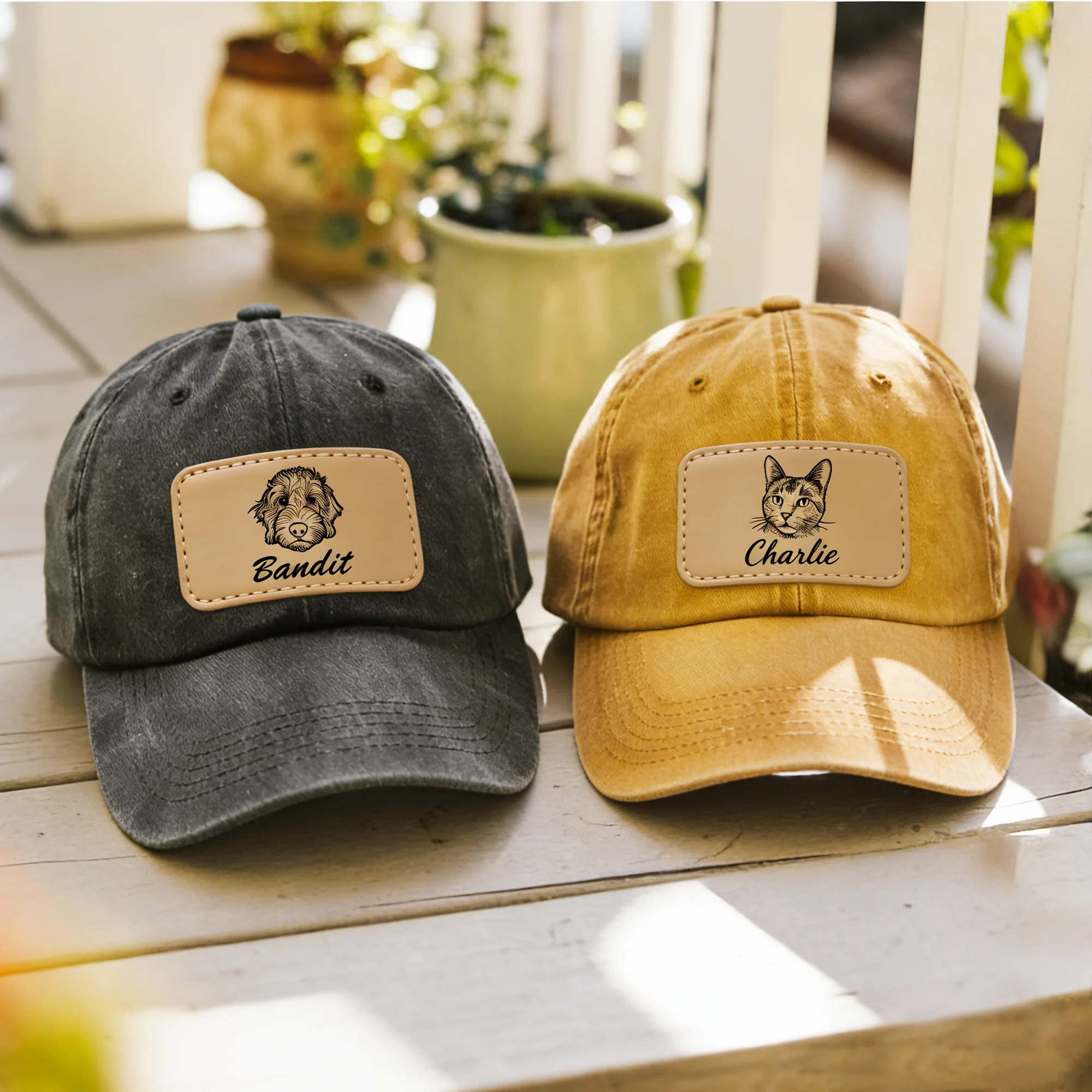 Custom Cat Dog Pet Face Photo with Name Cap