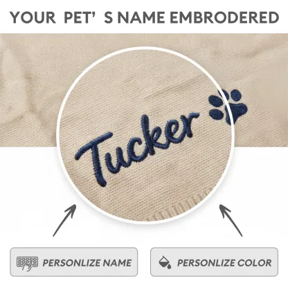 Custom Embroidered Name Paw Pattern Knit Blanket