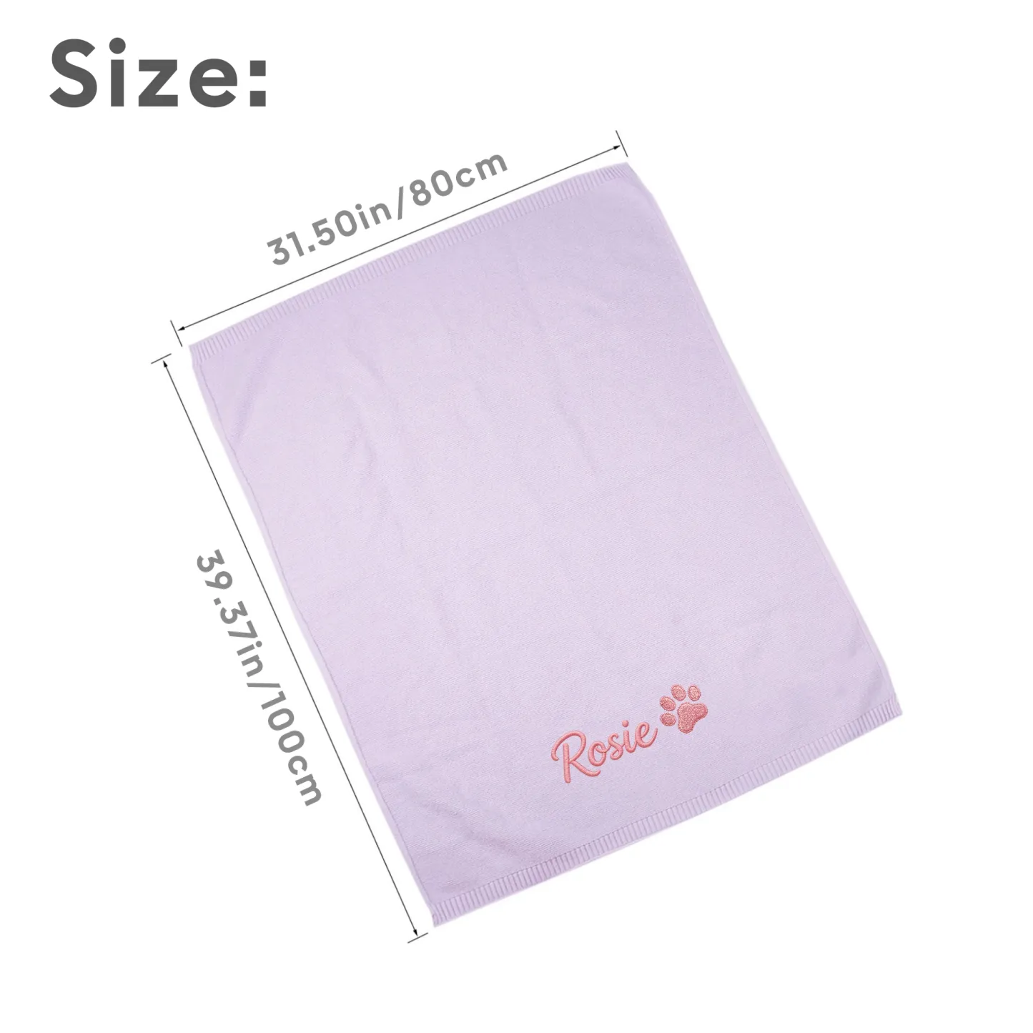 Custom Embroidered Name Paw Pattern Knit Blanket