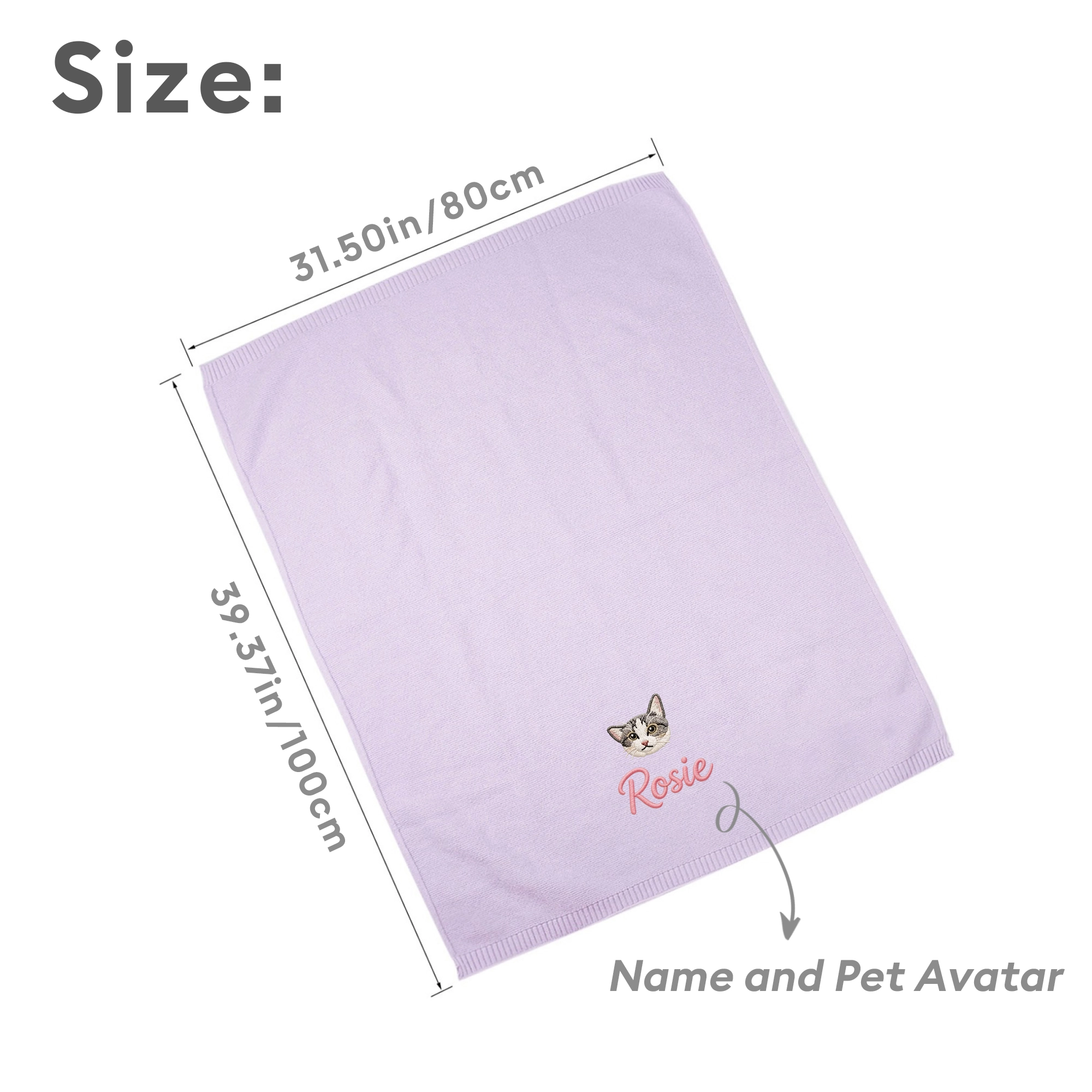 Custom Embroidered Pet Face with Name Knit Blanket