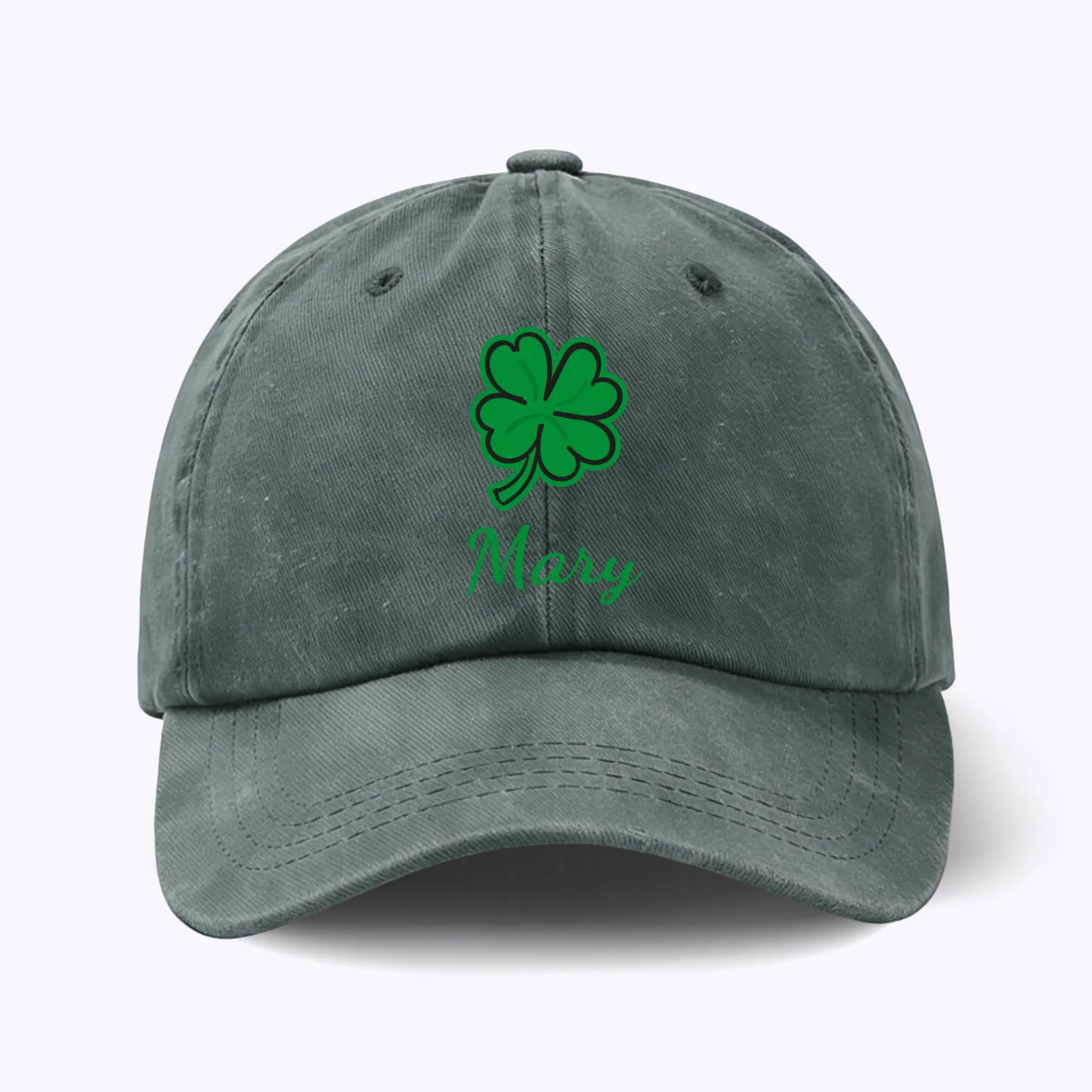 Custom Printed Name Lucky Clover Cap for St. Patrick's Day