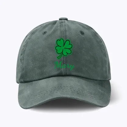 Custom Printed Name Lucky Clover Cap for St. Patrick's Day