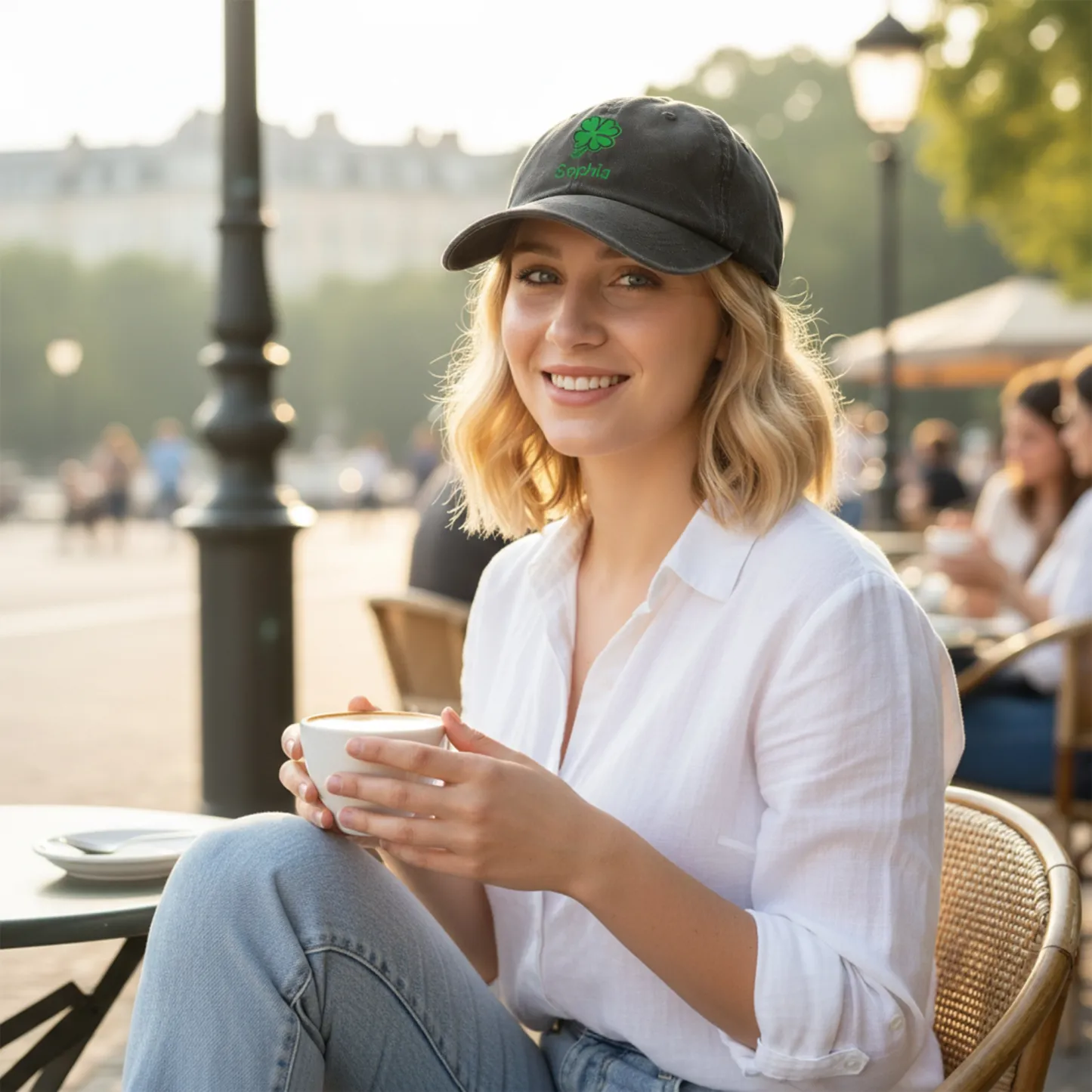 Custom Printed Name Lucky Clover Cap for St. Patrick's Day
