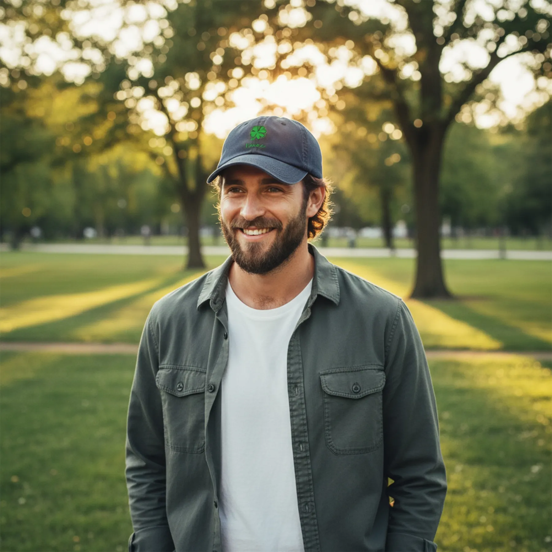 Custom Printed Name Lucky Clover Cap for St. Patrick's Day
