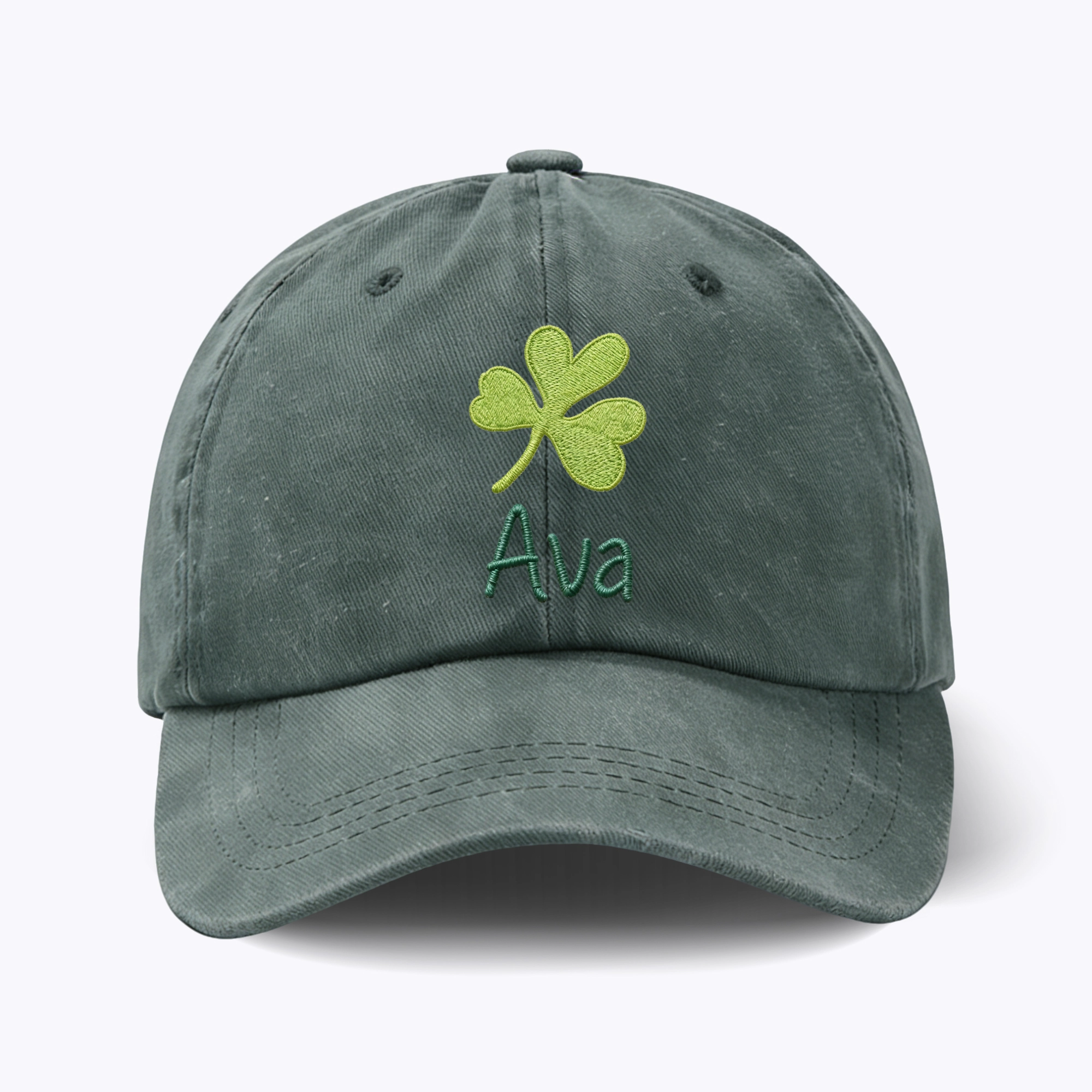 Custom Embroidered Lucky Clover Name Cap for St. Patrick's Day