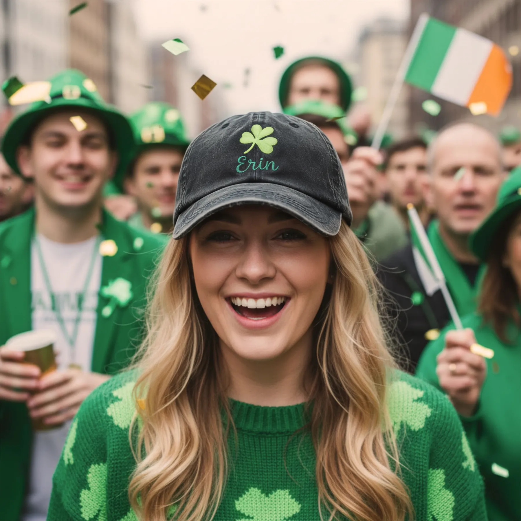 Custom Embroidered Lucky Clover Name Cap for St. Patrick's Day