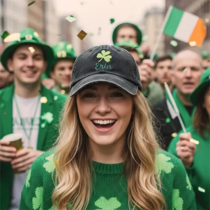 Custom Embroidered Lucky Clover Name Cap for St. Patrick's Day
