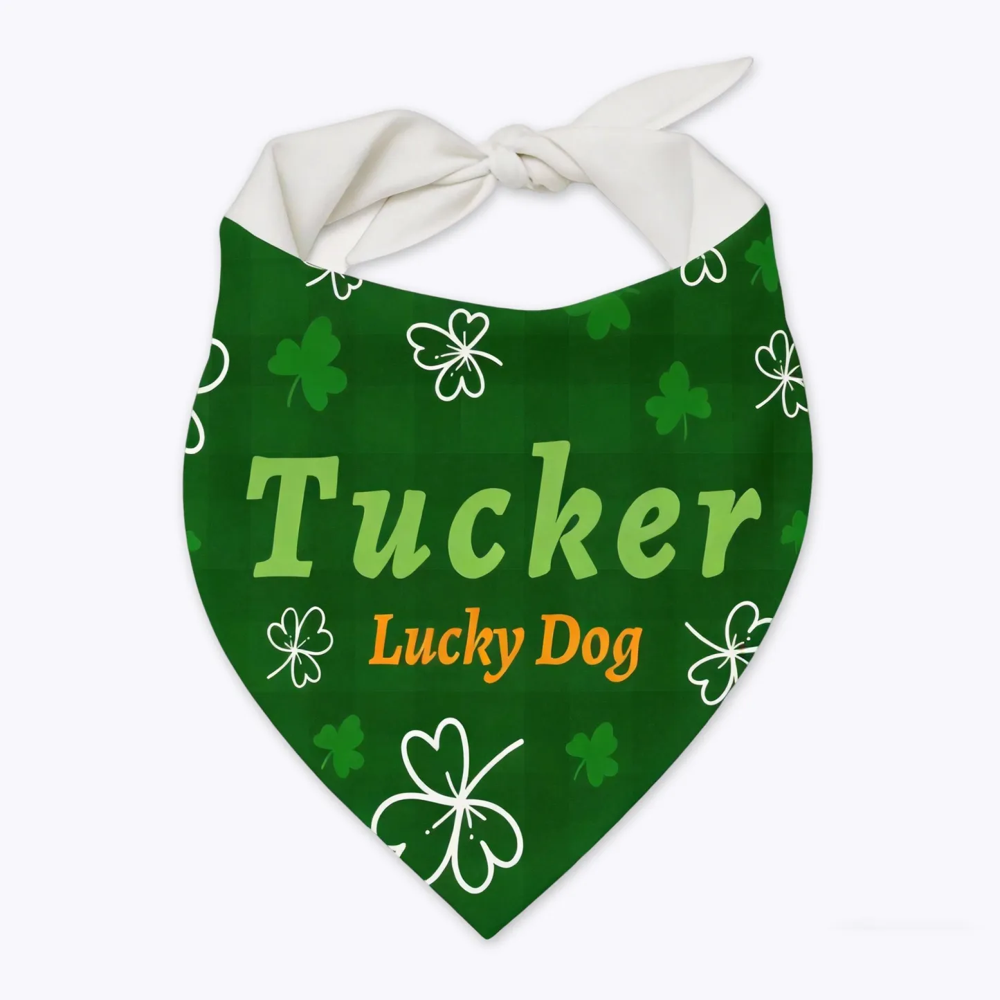Custom Lucky Clover Name and Text Pet Bandana for St. Patrick's Day