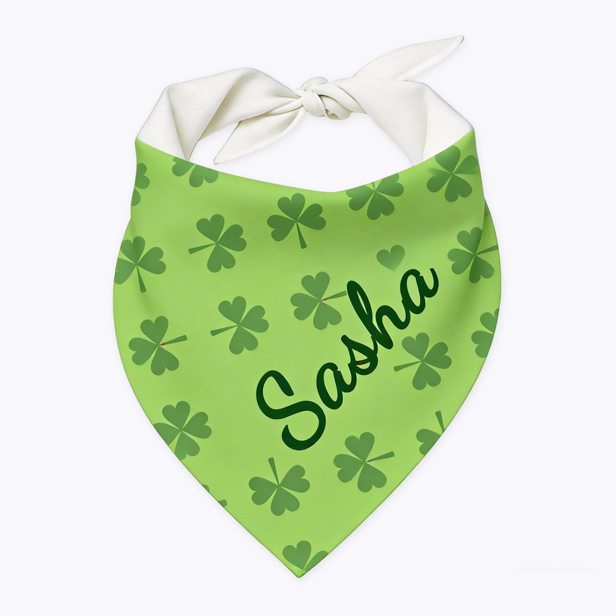 Custom Name Lucky Clover Pet Bandana for St. Patrick's Day