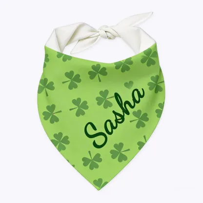 Custom Name Lucky Clover Pet Bandana for St. Patrick's Day